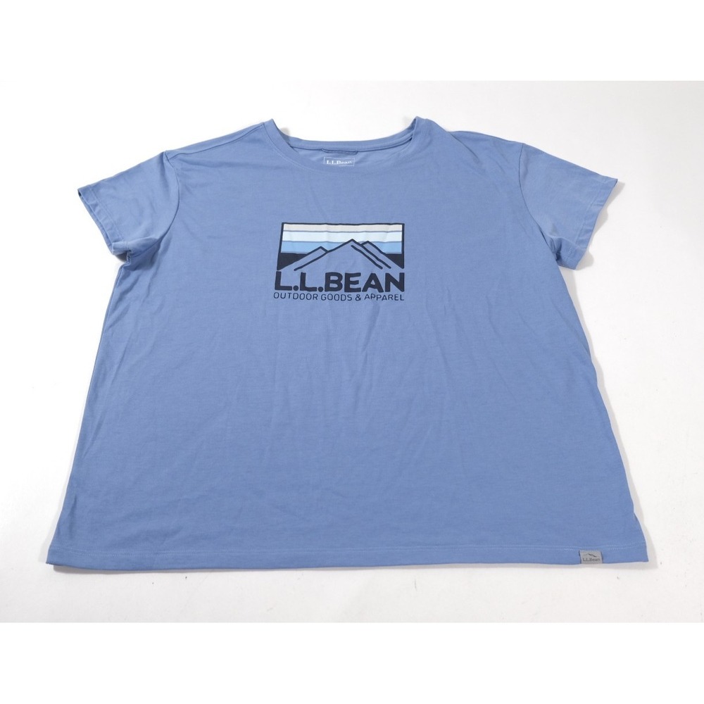L.L.Bean Tee Womens L Blue Outdoor Goods Graphic Short Sleeve Mountain Top